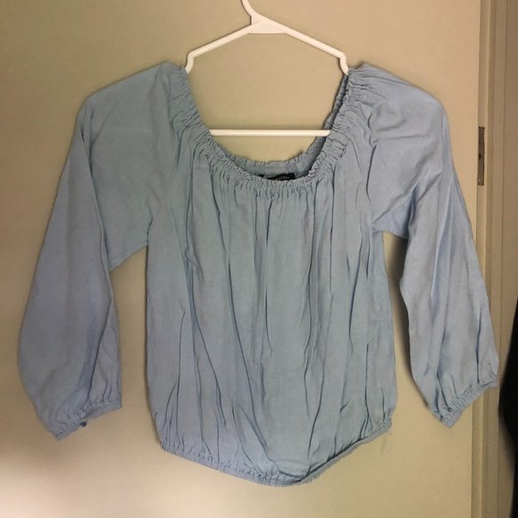 Brandy Melville Light Blue Maura Off Shoulder top - Picture 2 of 4